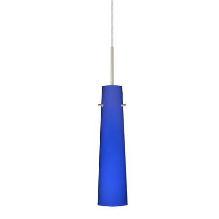 Besa Lighting Camino Cord Pendant, Cobalt Blue Matte, Satin Nickel Finish, 1x50W Candelabra 1BT-5674CM-SN